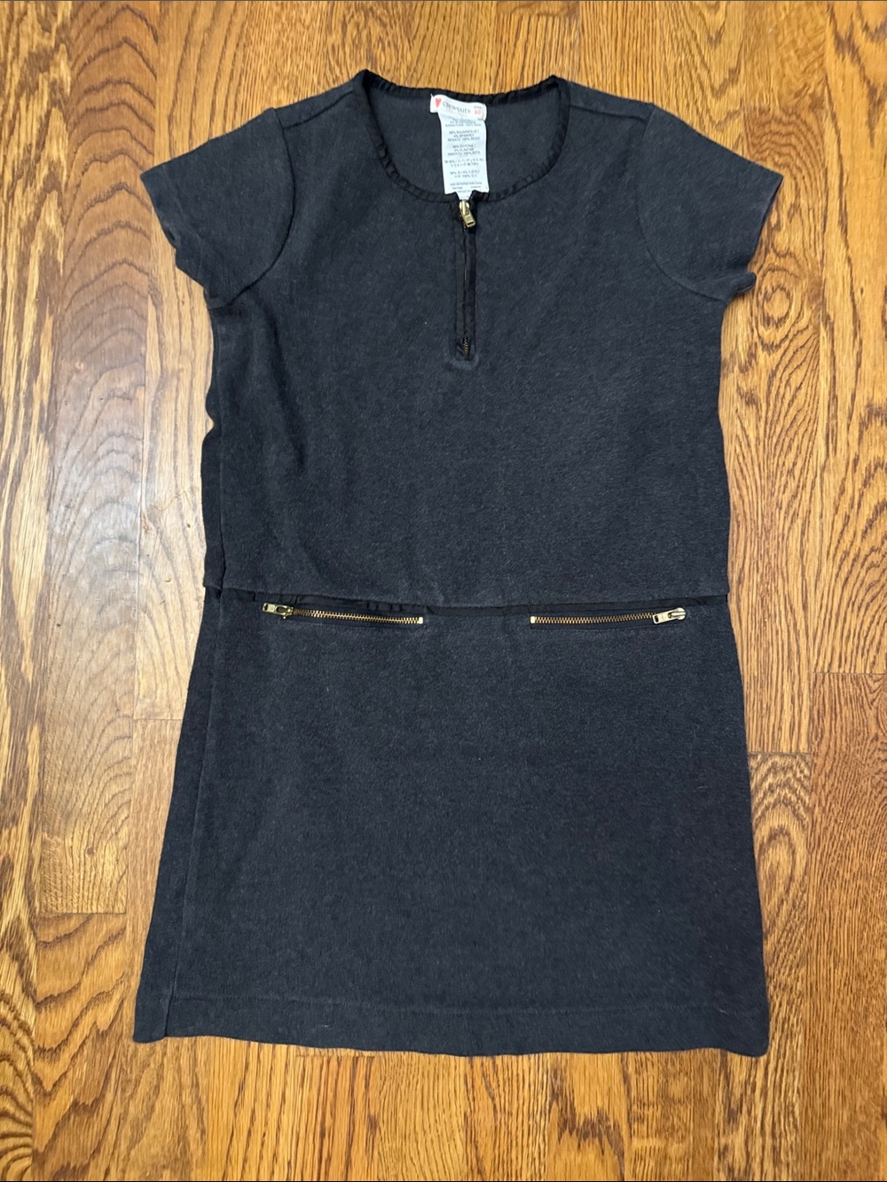 Crewcuts Heather Gray Short-Sleeve Dress with Gold Zipper Accents size 10